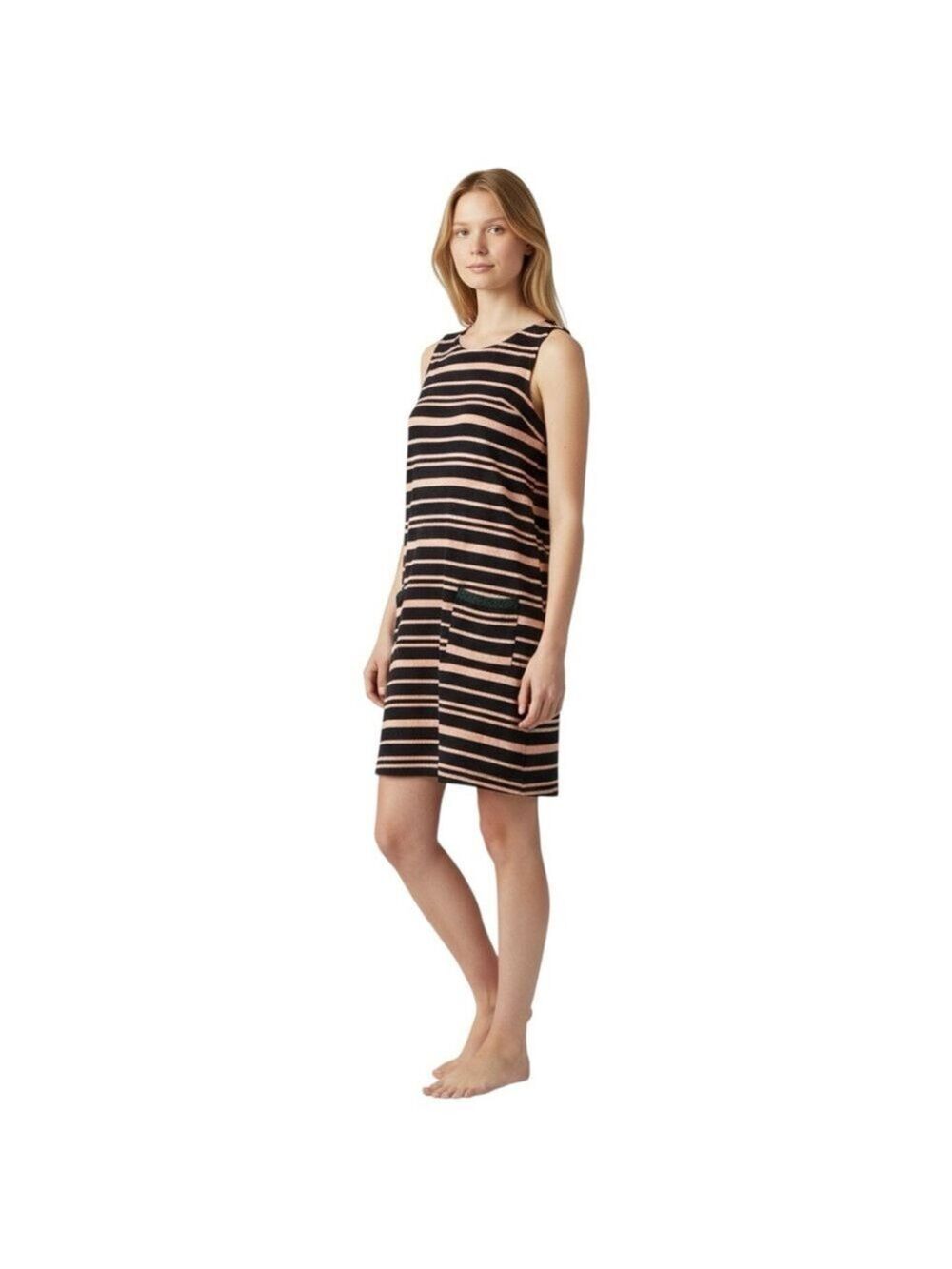 Club Monaco Black and Peach Striped Sleeveless Shift Dress